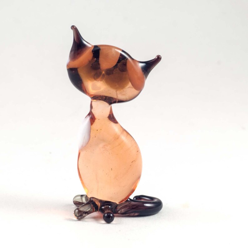 Glass Cat Figurine Blown Glass Cat Cat Miniature Glass Etsy