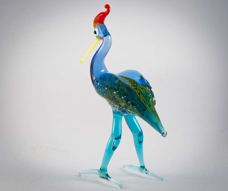 Glass Crane Figurine Collection Glass Blown Bird Figurine | Etsy
