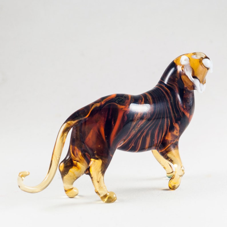 Glass Tiger Figurine / Blown Glass Tiger Figurine / Tiger Etsy