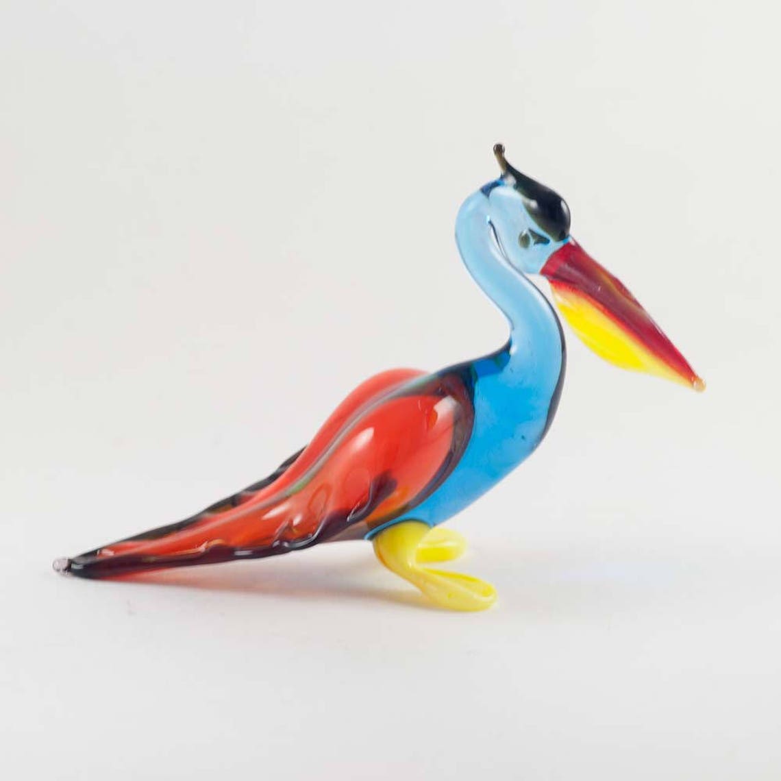 Glass Pelican Figurine Collection Art Glass Bird Miniature Etsy