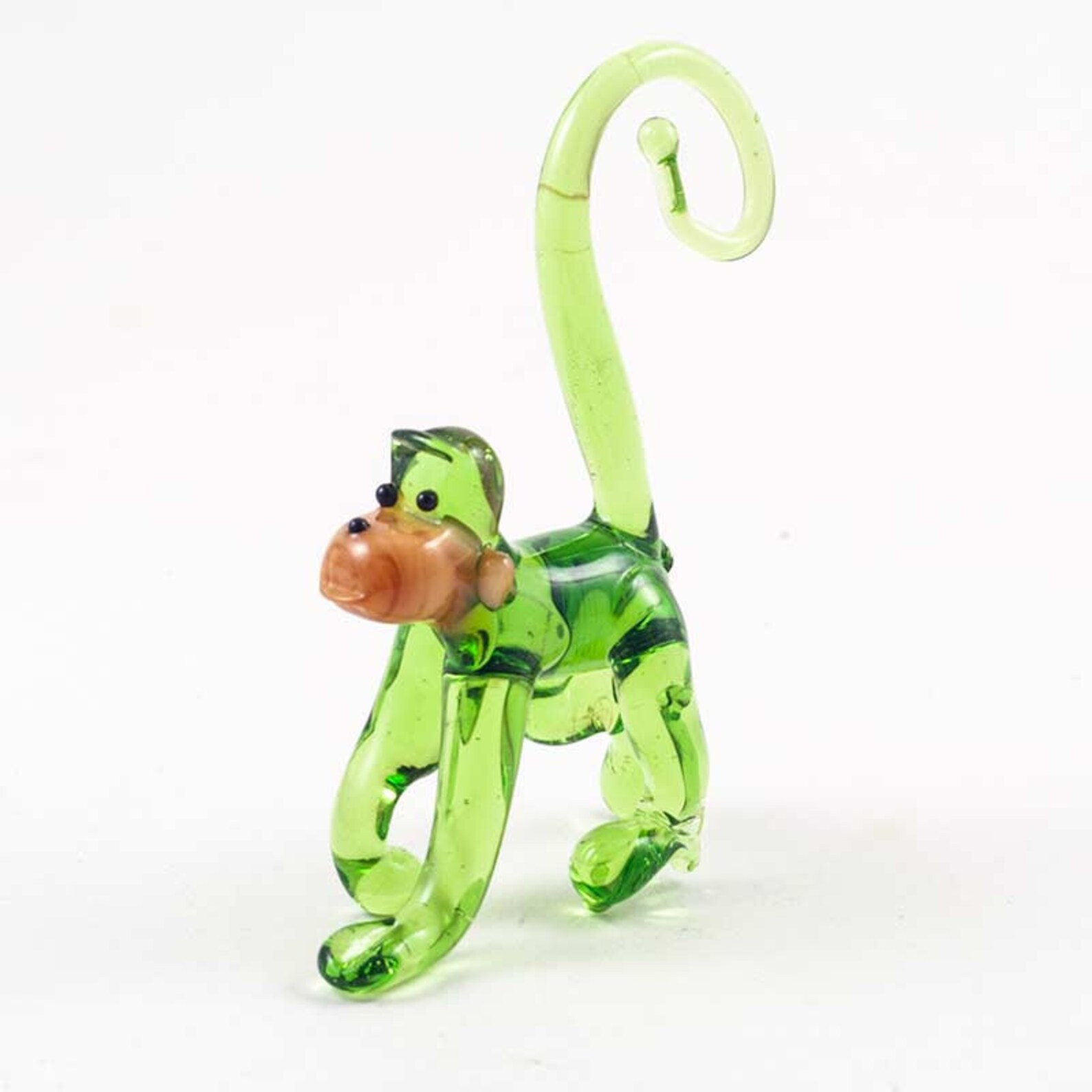 Glass Monkey Figurine / Green Monkey / Monkey Collection / Etsy