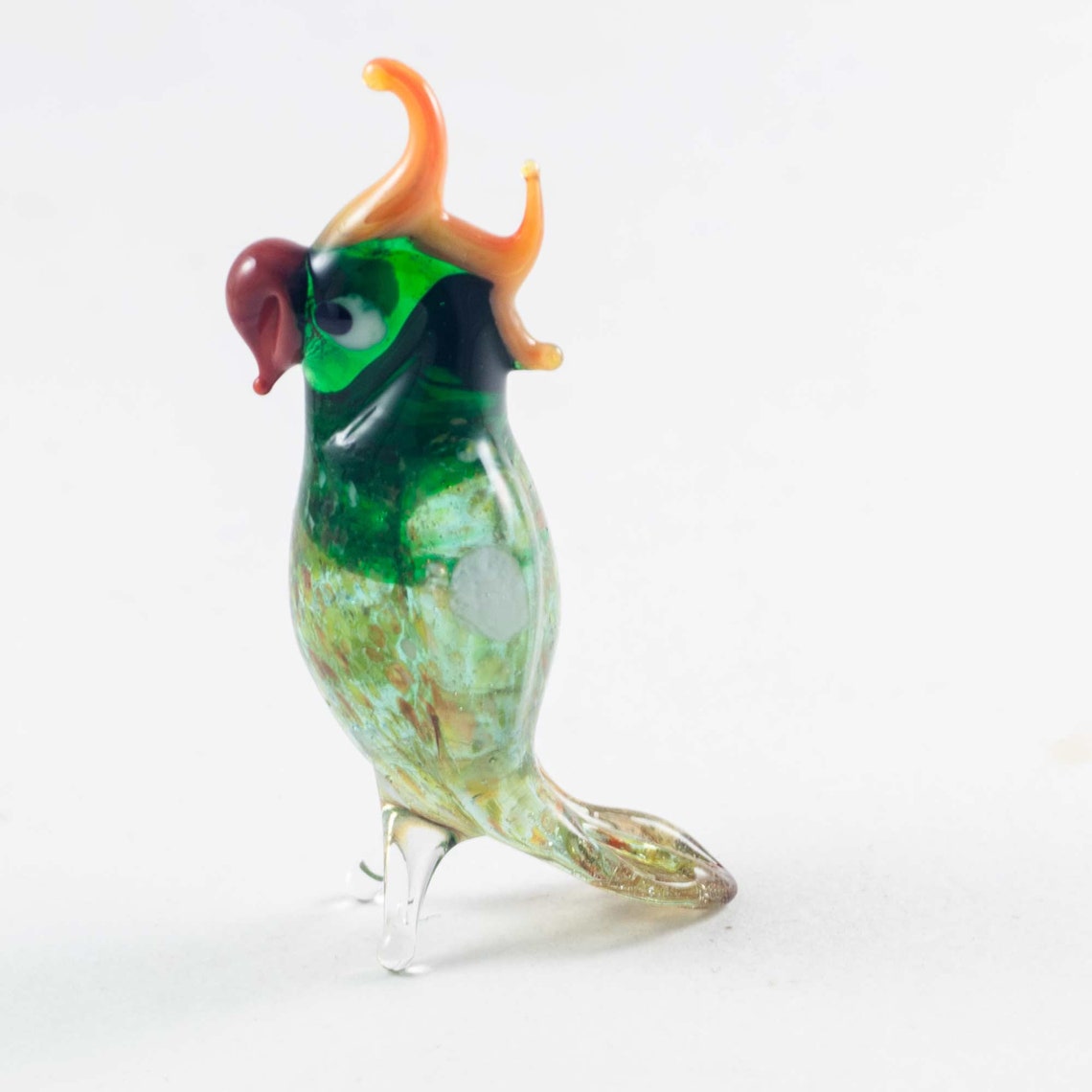 Glass Parrot Figurine Blown Glass Parrot Miniature Glass Etsy