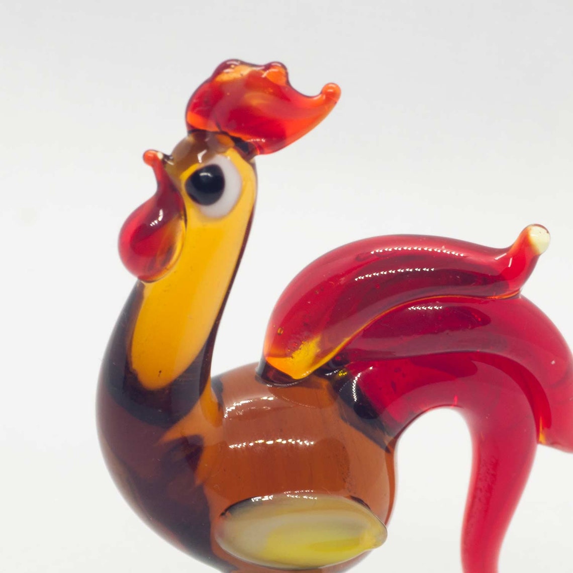 Glass Rooster Figurine Hand Blown Glass Rooster Miniature Etsy