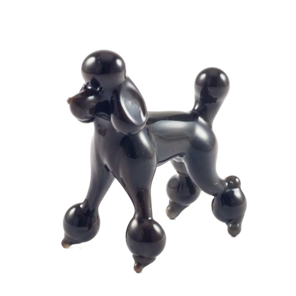Glass Black Poodle Figurine Blown Glass Dog Art Glass Dog Etsy