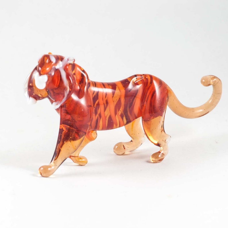 Glass Tiger Figurine / Blown Glass Tiger Figurine / Tiger | Etsy