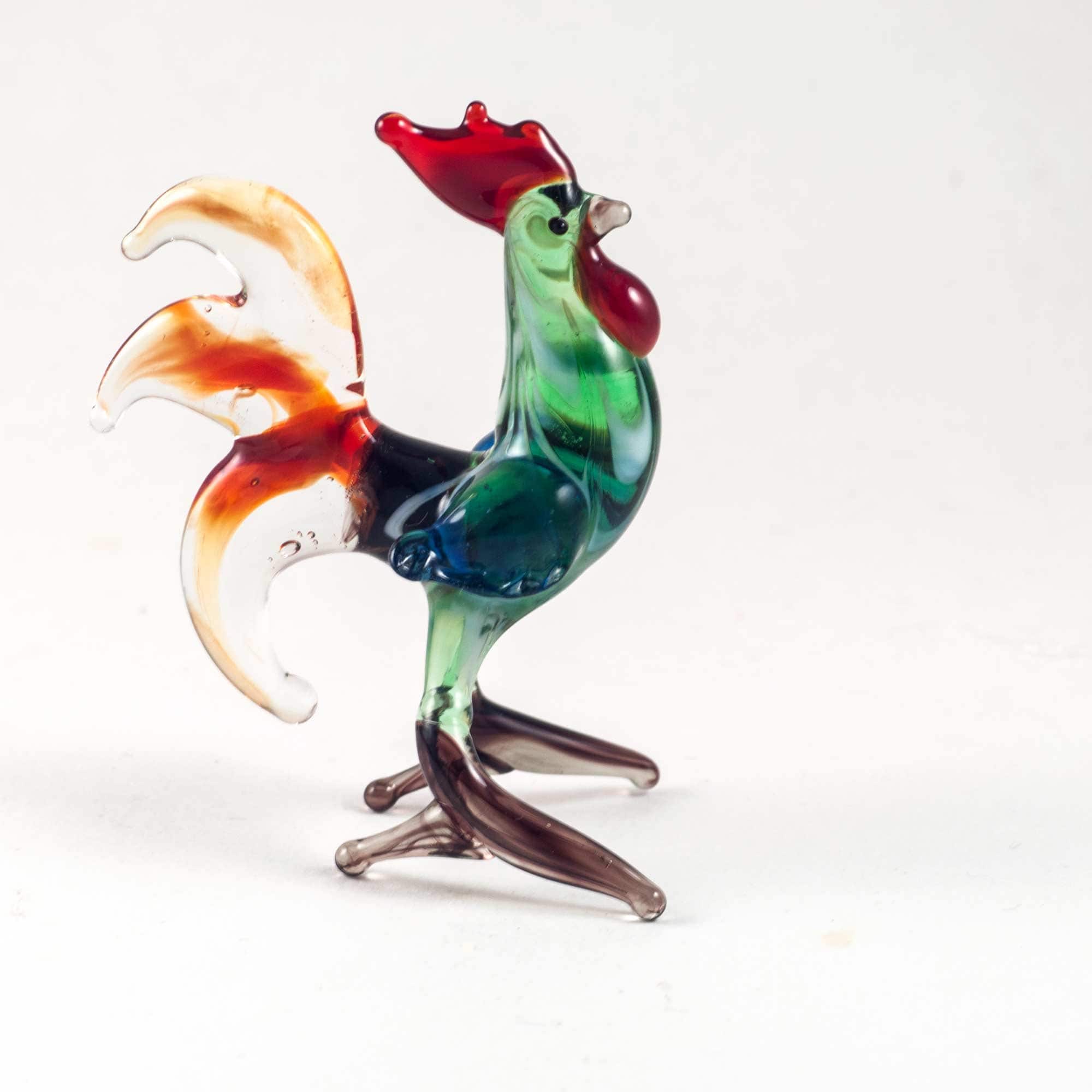 Glass Rooster Figurine Hand Blown Glass Rooster Miniature Etsy