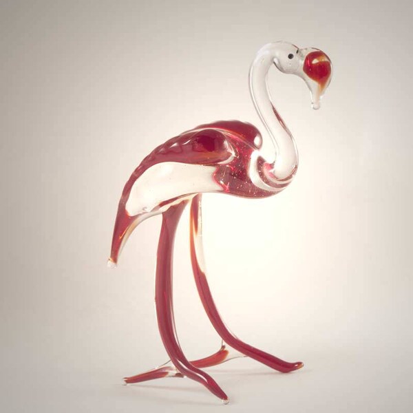 Glas Flamingo Figur - Hand geblasen Glas Flamingo - Miniatur Glas Flamingo Statue - Flamingo Sammlung - geblasen Glas Vogel Flamingo 187