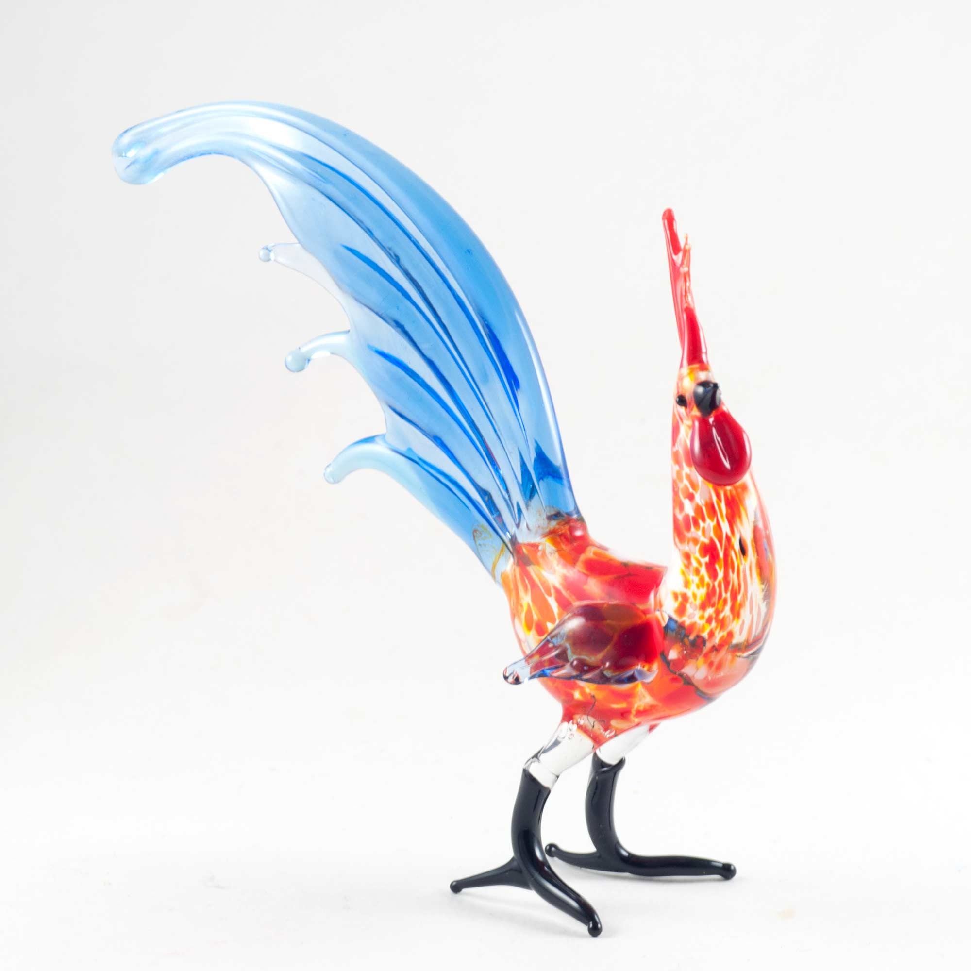 Glass Rooster Figurine Hand Blown Glass Rooster Miniature Etsy