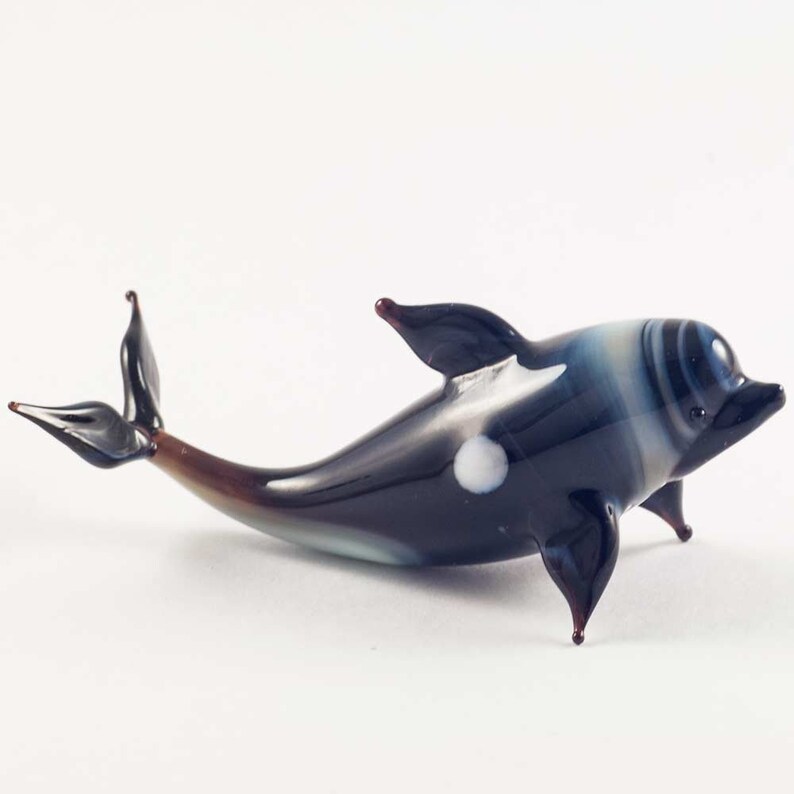 Glass Dolphin Figurine Blown Miniature Collection Sea Life Creature Art 015