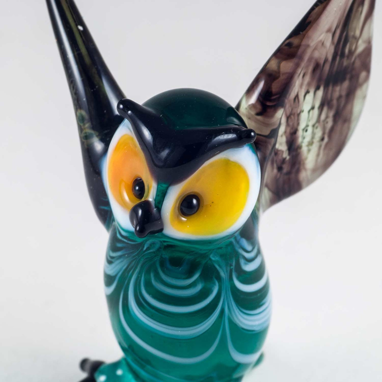 HandBlown Glass Owl with Blue Wings Owl Glass Miniature Etsy