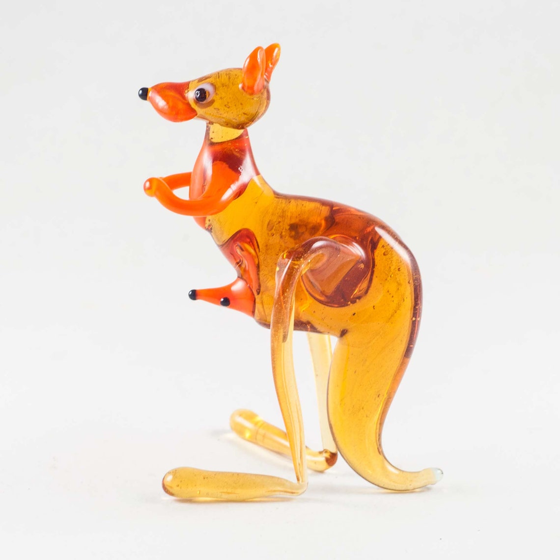 Glass Kangaroo Figurine Blown Glass Kangaroo Miniature Etsy
