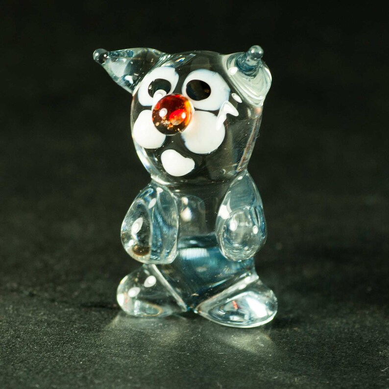 Glass Cat Figurine Blown Glass Cat Miniature Glass Cat Etsy