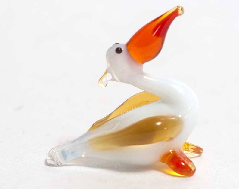 Mini Collectible Glass Pelican Figurine Little Glass Bird Etsy