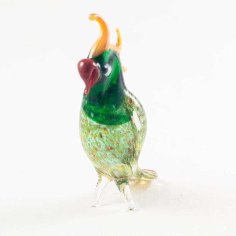 Glass Parrot Figurine Blown Glass Parrot Miniature Glass Etsy