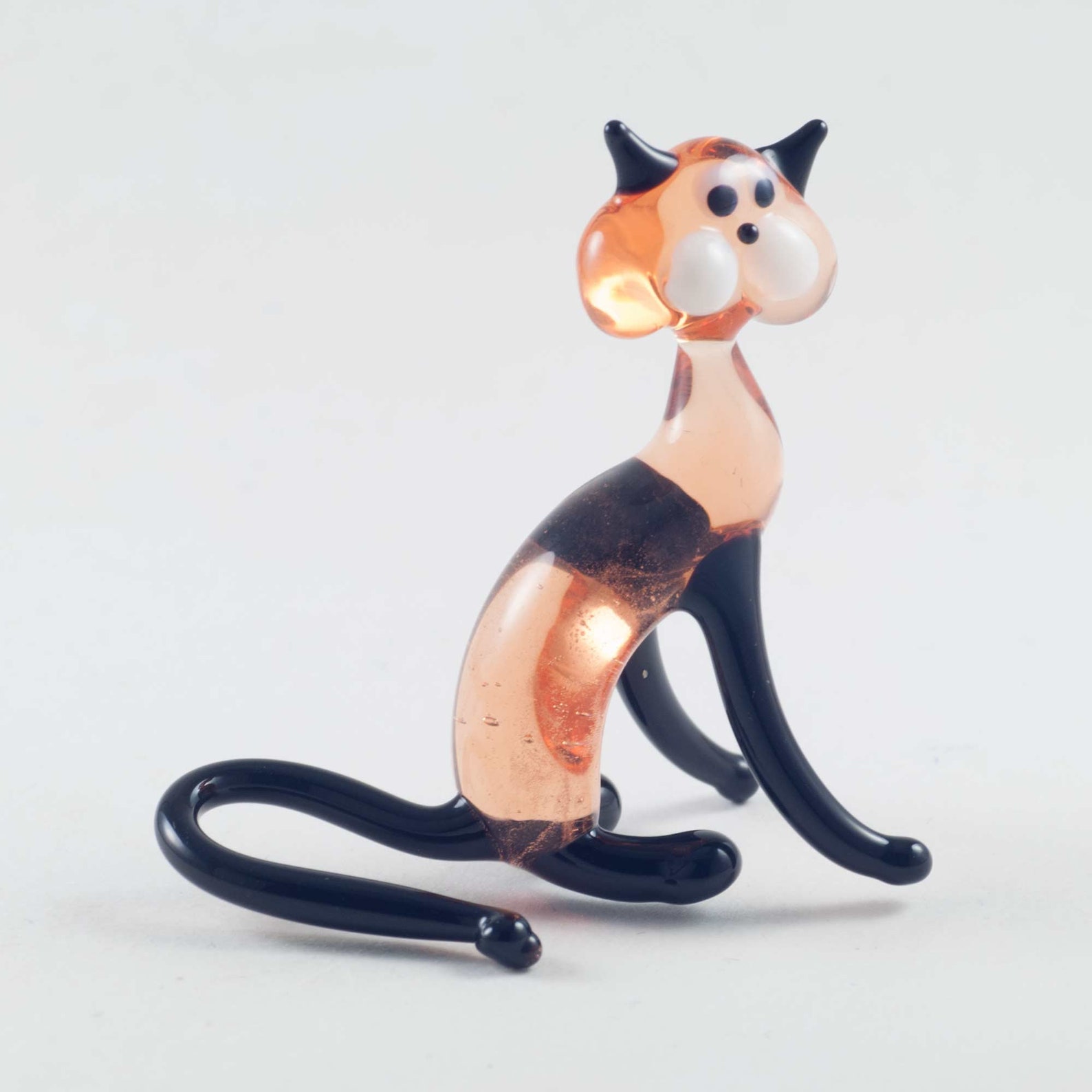 Glass Cat Figurine Blown Glass Cat Glass Cat Miniature Etsy
