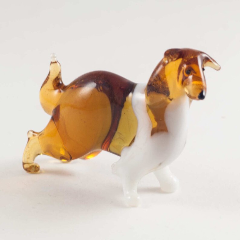 Glass Dog Collie Figurine Blown Glass Dog Art Glass Dog Etsy