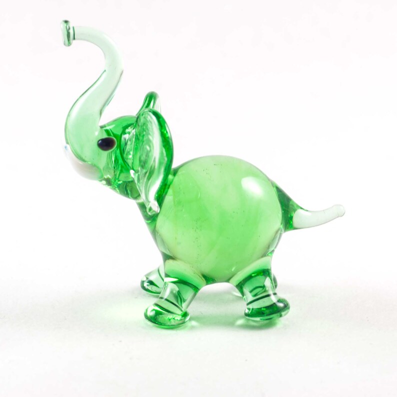 Glass Elephant Figurine Blown Glass Elephant Figure Glass Etsy