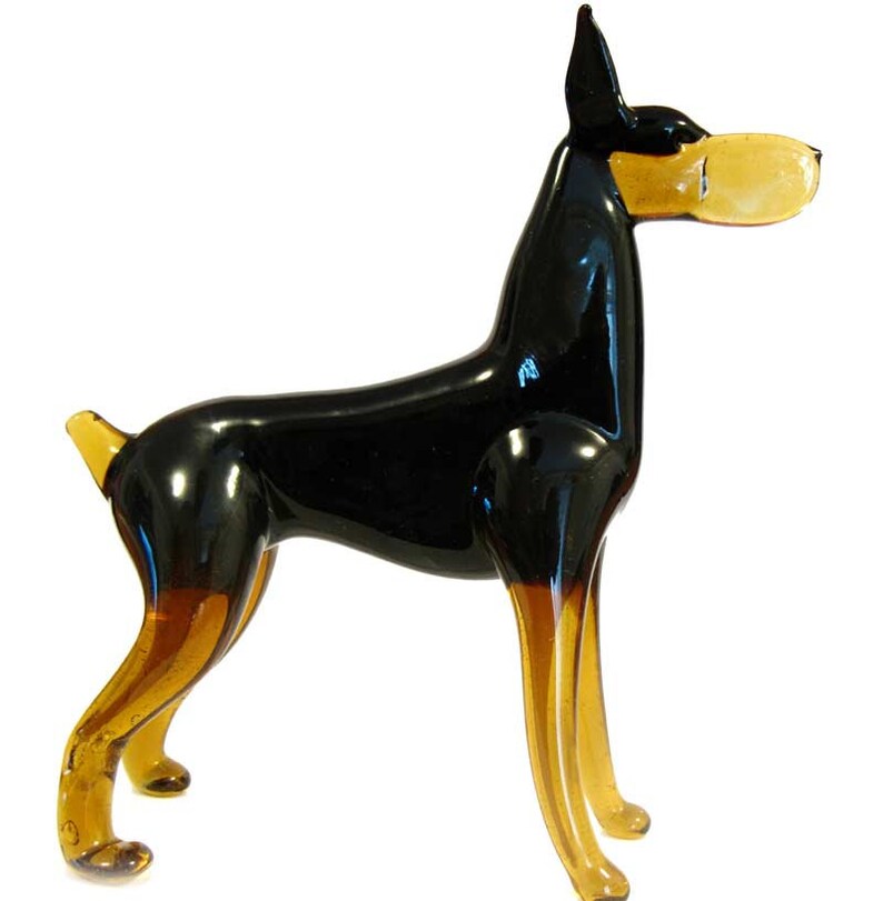 Art Glass Dog Doberman Doberman Collection Glass Dog Miniature Blown Glass Dog Glass Dog Figurine Glass Doberman Dog Figurine
