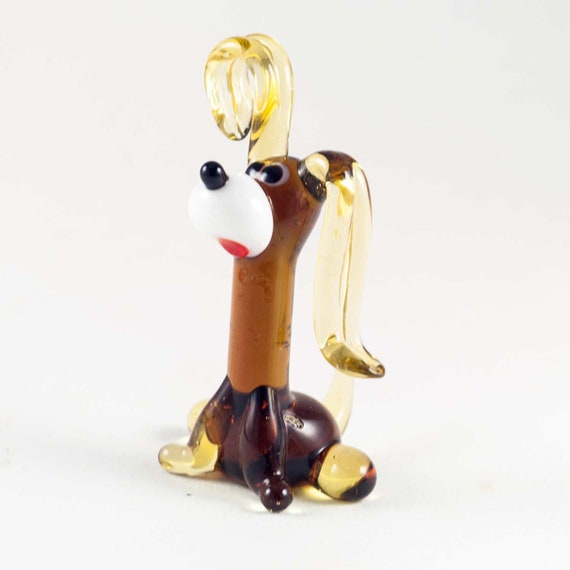 Glass Dog Figurine / Blown Glass Dog / Art Glass Dog / Glass Etsy