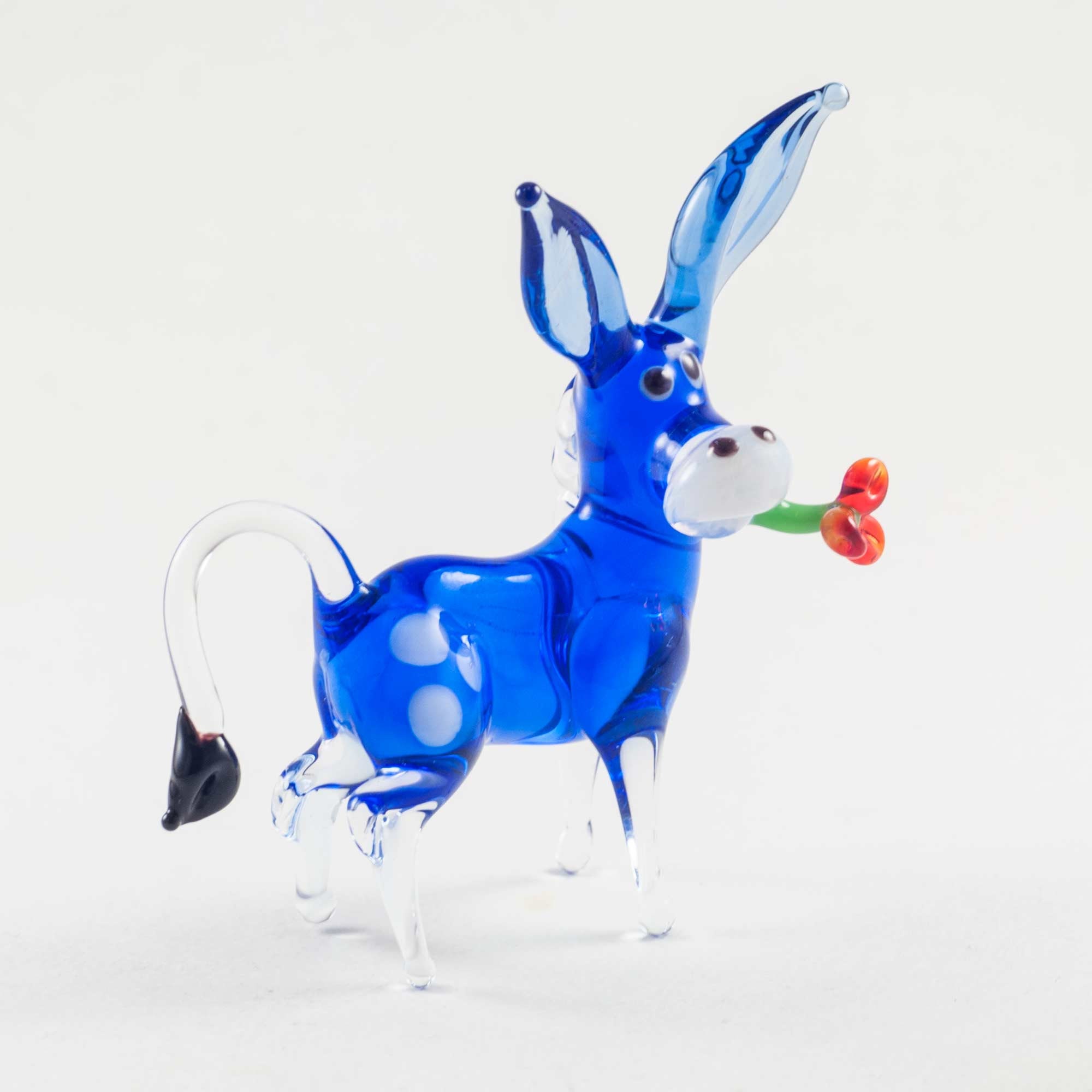 Donkey with Flower Glass HandBlown Figurine Glass Donkey Etsy