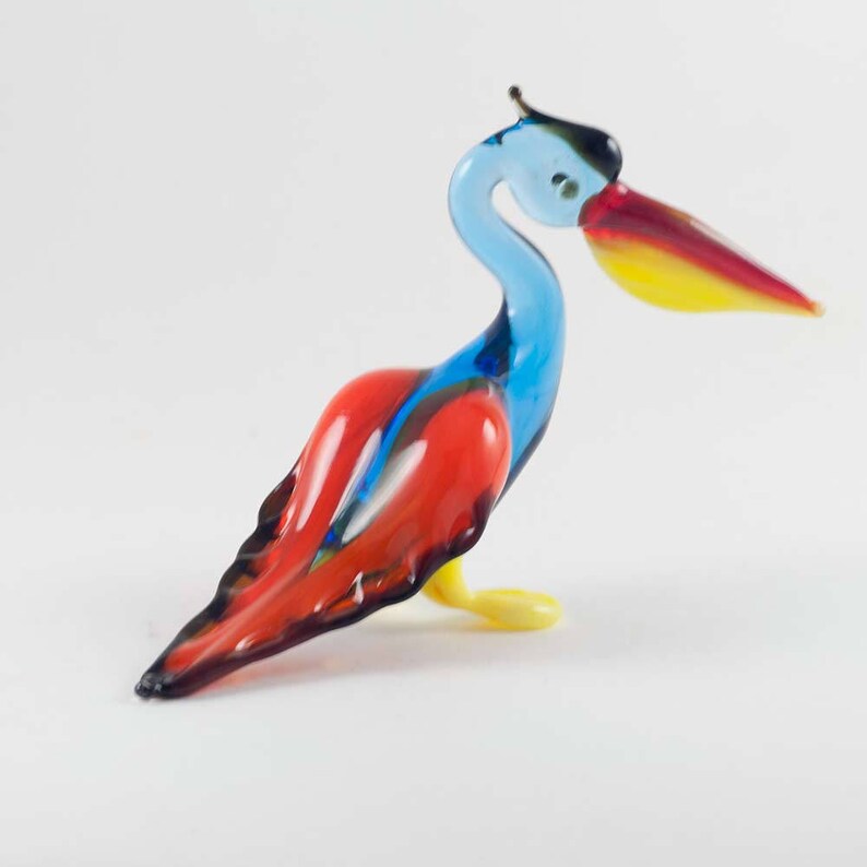Glass Pelican Figurine Collection Art Glass Bird Miniature Etsy