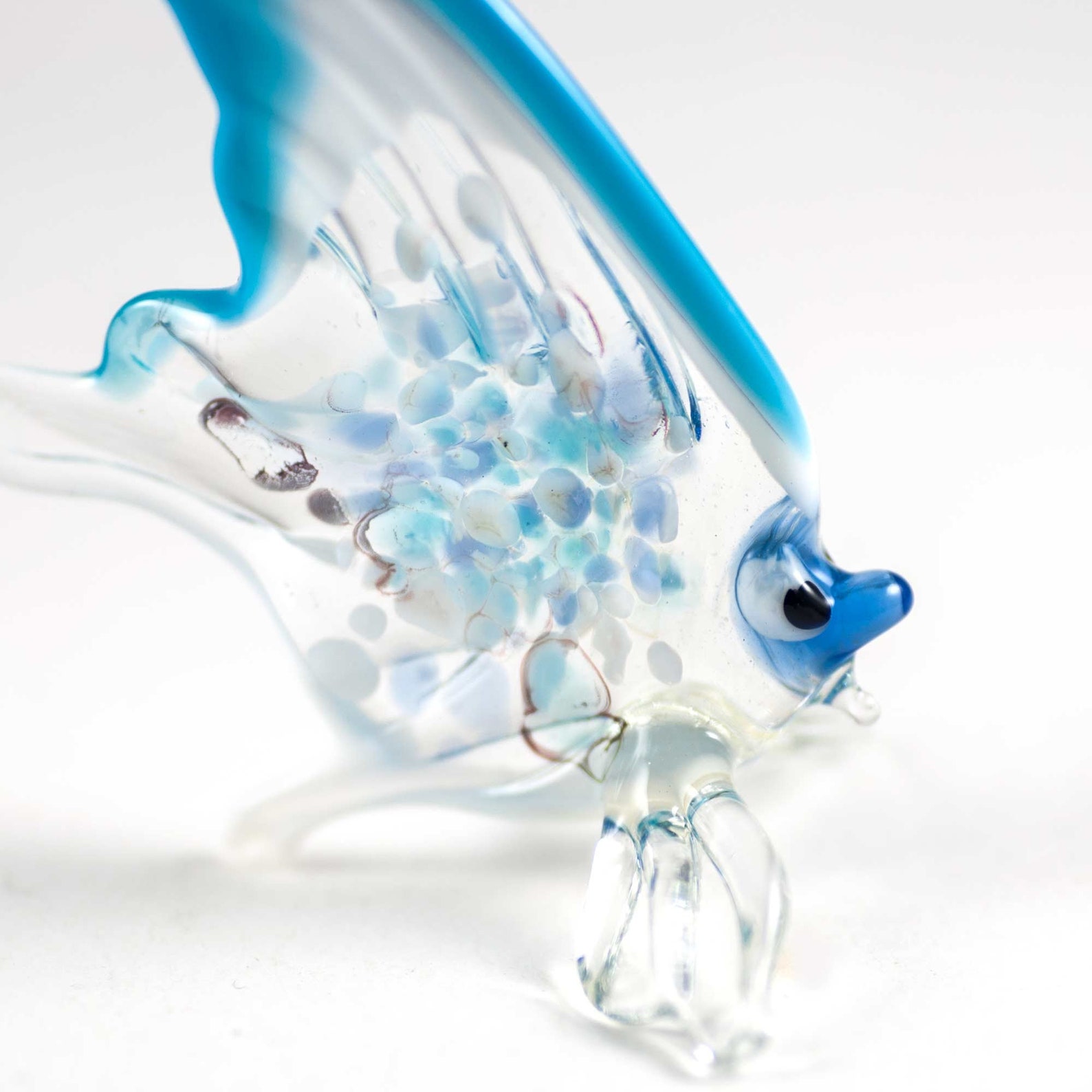 Glass Blue Fish Figurine Blown Glass Fish Glass Fish Etsy