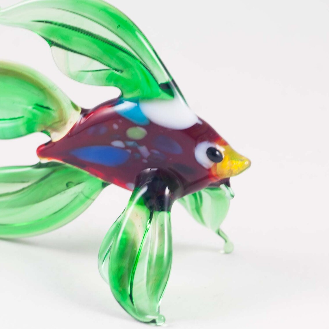 Glass Fish Figurine HandBlown Glass Green Fish Miniature Etsy