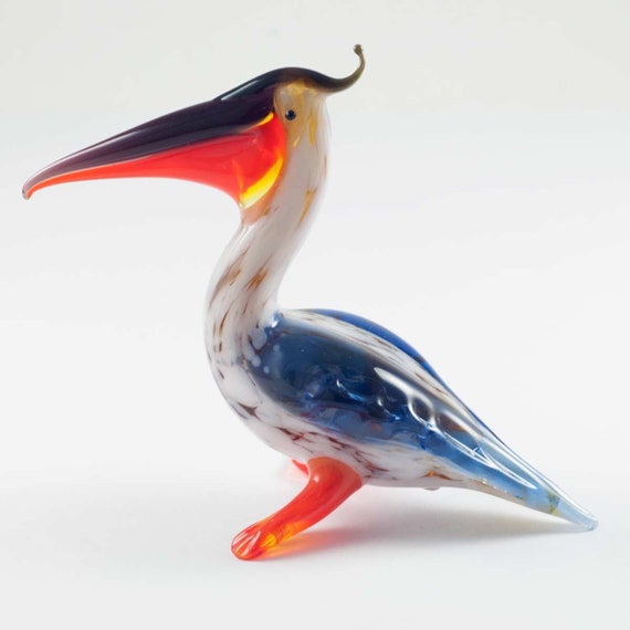Glass Pelican Figurine / Pelican Collection / Glass Birds / Etsy