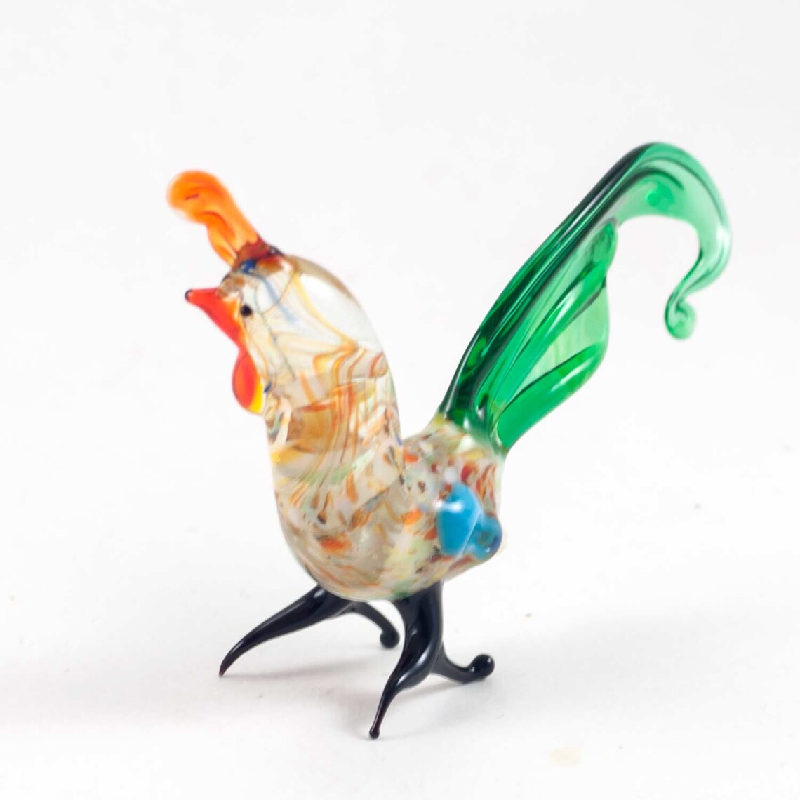 Glass Rooster Figurine Hand Blown Glass Rooster Miniature Etsy