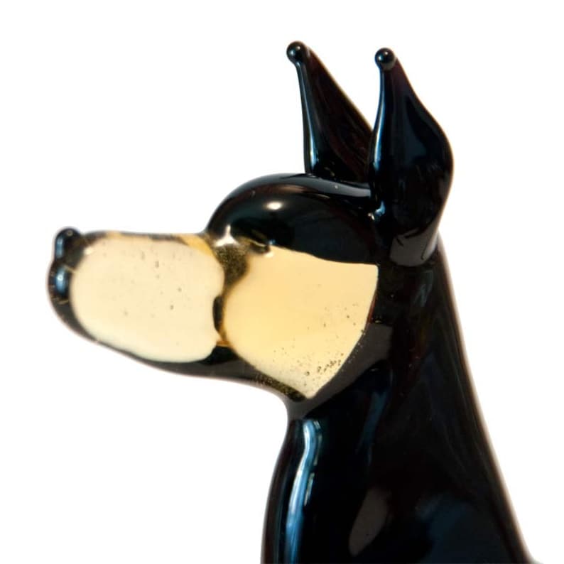 Art Glass Dog Doberman Doberman Collection Glass Dog Miniature Blown Glass Dog Glass Dog Figurine Glass Doberman Dog Figurine