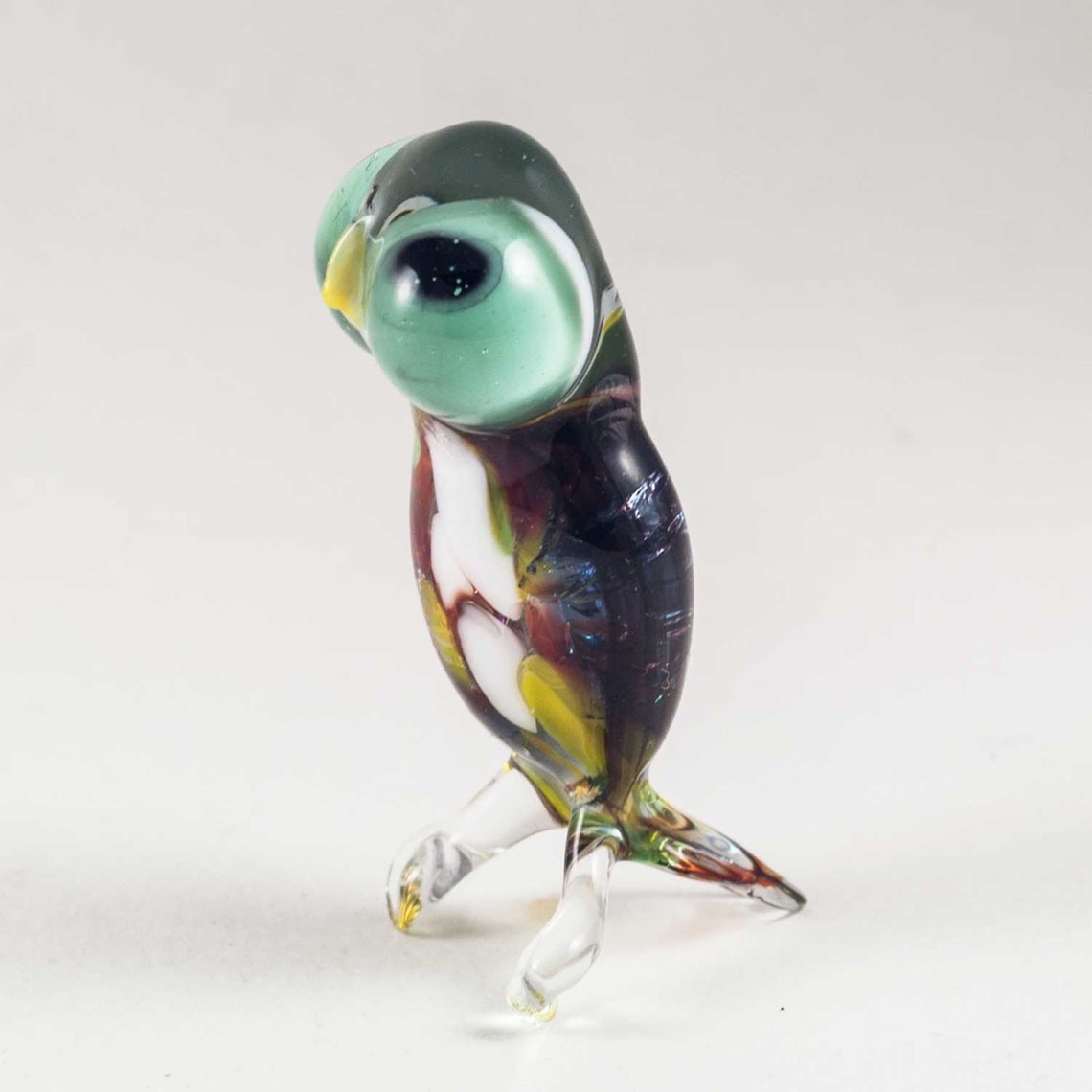 Glass Owl Figurine HandBlown Collectible Art Glass Bird Etsy