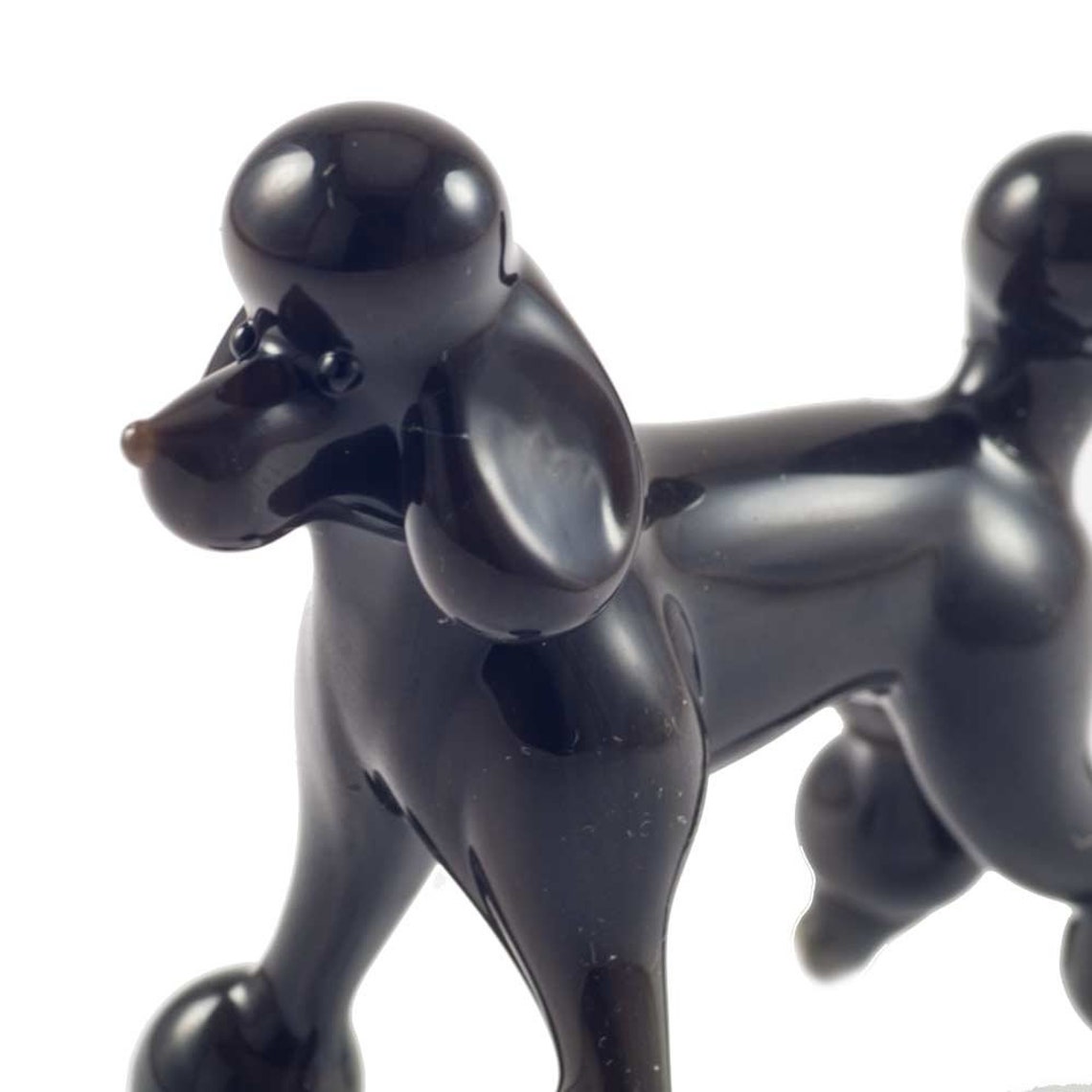 Glass Black Poodle Figurine Blown Glass Dog Art Glass Dog Etsy