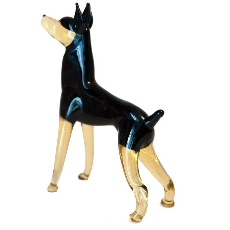 Art Glass Dog Doberman Doberman Collection Glass Dog Miniature Blown Glass Dog Glass Dog Figurine Glass Doberman Dog Figurine