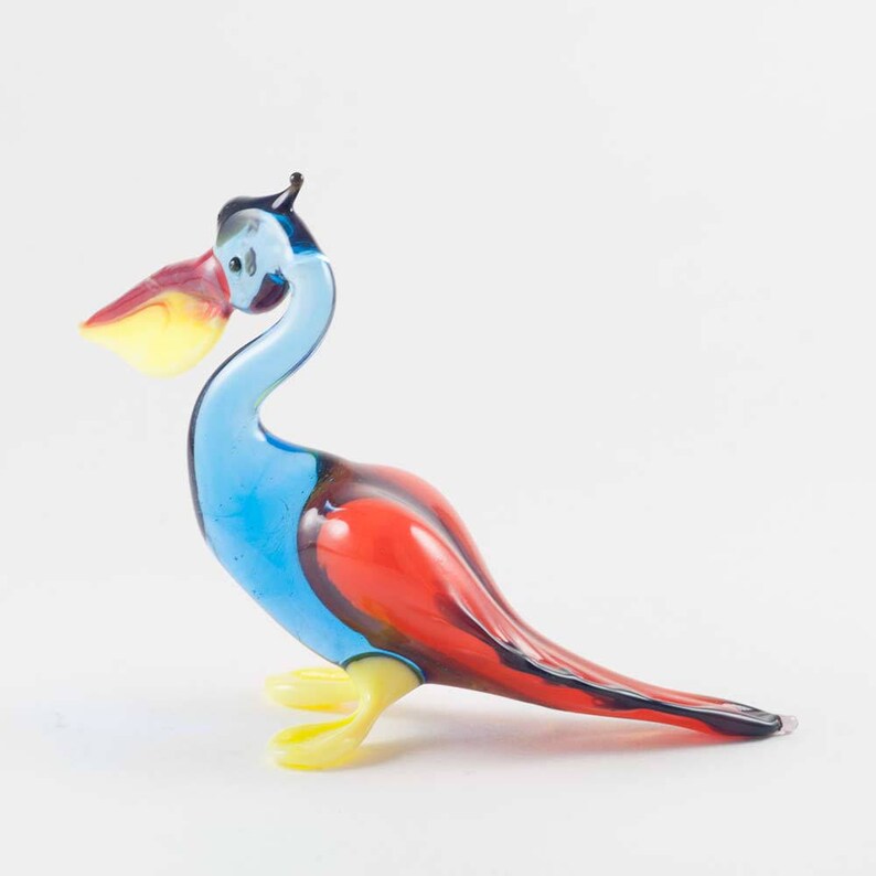 Glass Pelican Figurine Collection Art Glass Bird Miniature Etsy