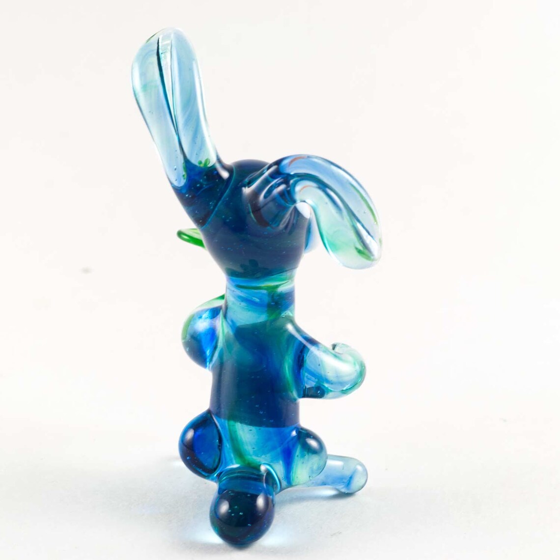 Glass Rabbit with Flower Figurine Blown Glass Rabbit Etsy
