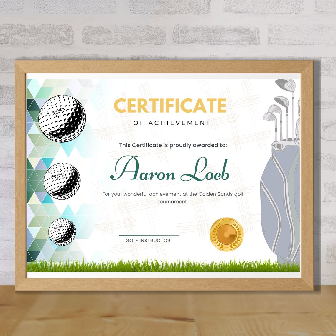 Golf Award Certificate Template Instant Download High Etsy