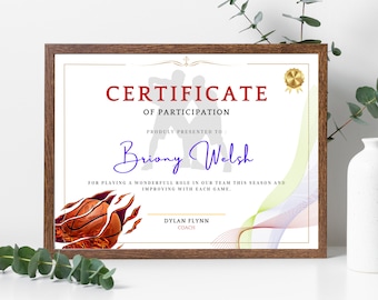 Editable Basketball Award Certificate Template (Digital Download)