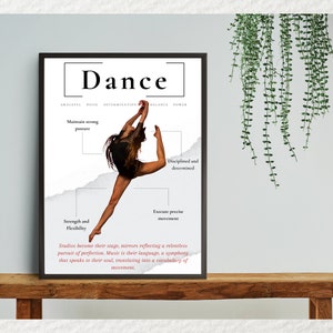 Dance Print Wall Art Decor, Ballerina Artwork, Dancer Gift, Ballet Poster, Dance Studio Decoration