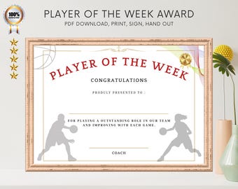 Editable Basketball Award Certificate Template (Digital Download)