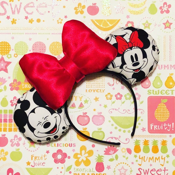 Mouse Ears Headband With Red Satin Bow - Etsy
