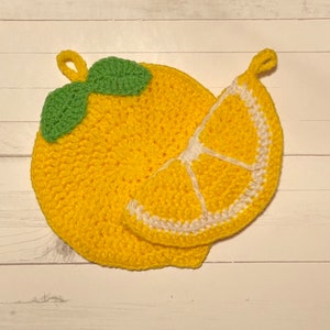 Lemon Crochet Potholder Set