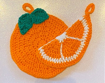 Agarraderas de ganchillo naranjas