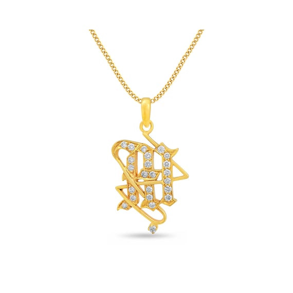 Diamond Initial Pendant Letter M - Real Gold Letter M Pendant Diamond Initial Pendant Letter M - Real Gold Letter M Pendant