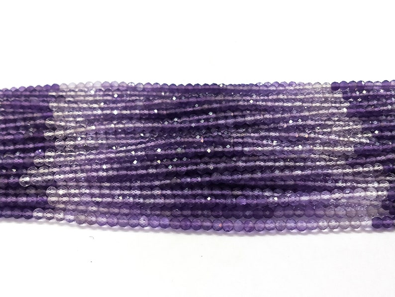 Shadded Beads 3.00 MM Natural Amethyst Shaded Faceted Roundel Amethyst Beads Amethyst