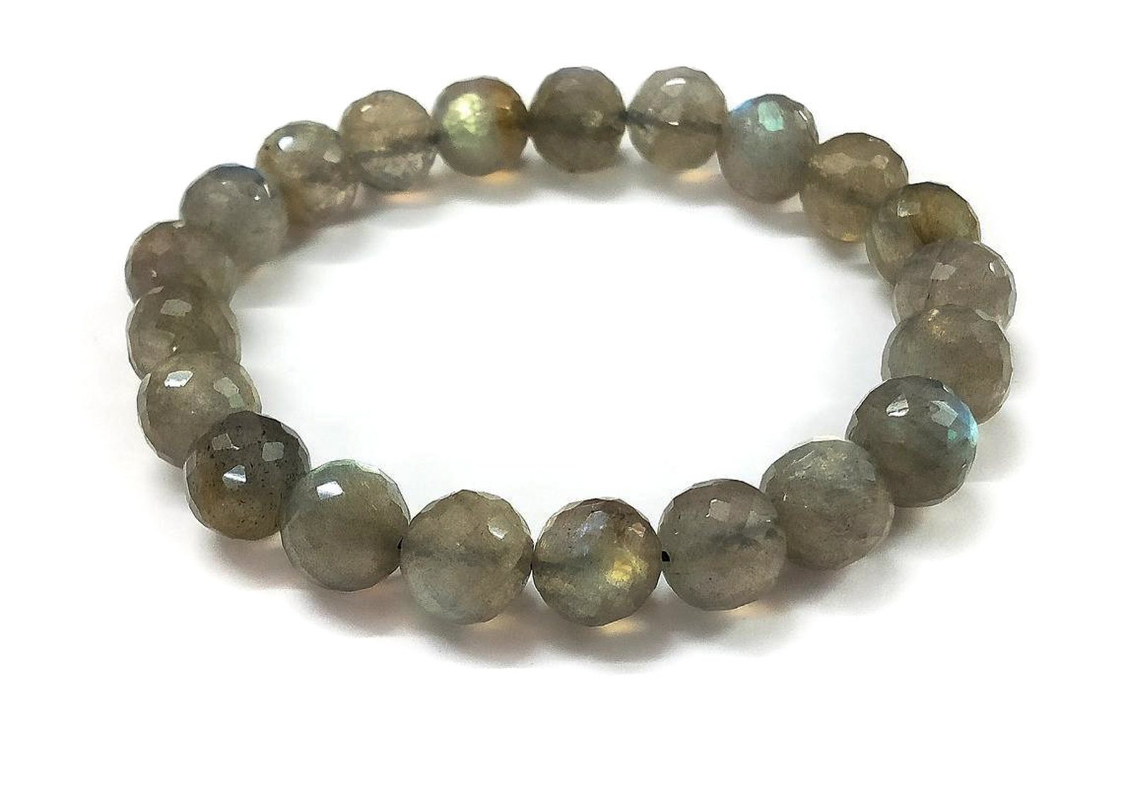 Labradorite Bracelet Labradorite Faceted Round Beads Bracelet | Etsy