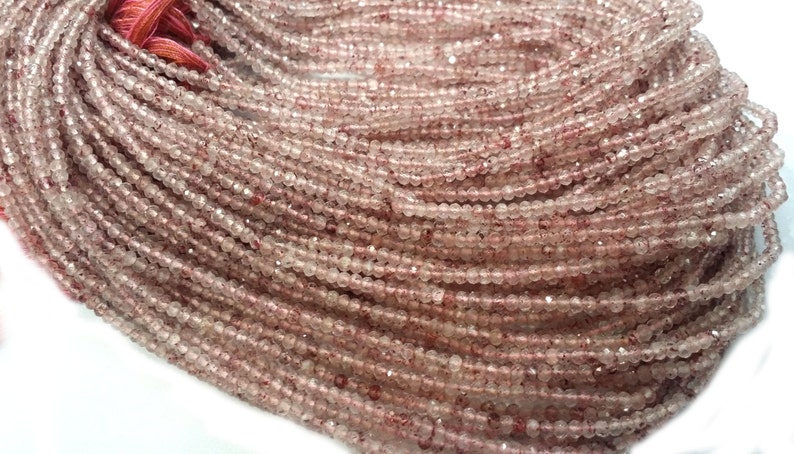 2.50 MM Natural Strawberry Quartz Faceted Roundel
