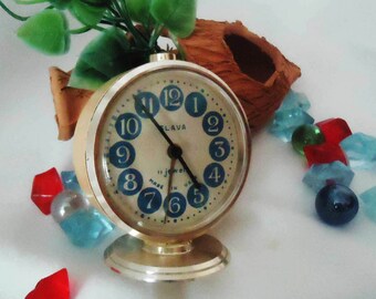 Vintage Alarm Clock ,Soviet Clock, Russian Clock , Mechanical Clock , White Retro clock , Slava,Vintage Russian Alarm Clock Soviet SLAVA