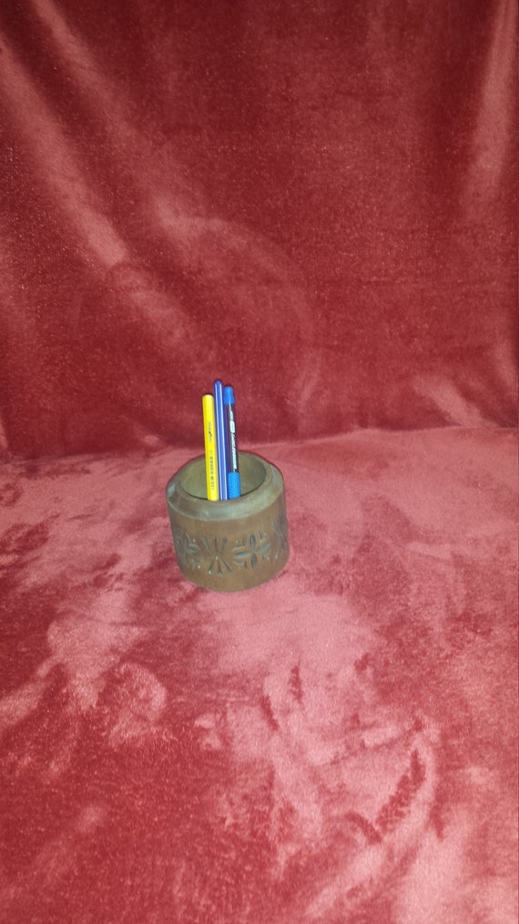 Vintage pencil holder wooden pencil holder vintage wooden Etsy