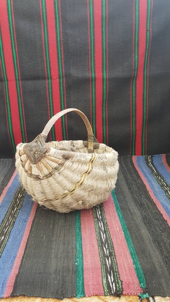 Vintage Wicker Basket, Big Wicker Basket Rhomboid,