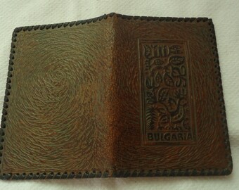 Rare Men's Leather Wallet, Dark Brown Leather, Releif BULGARIA , Leather Wallet Soviet Era, Dark Brown Coloured Coupon Organizer, Gift Idea